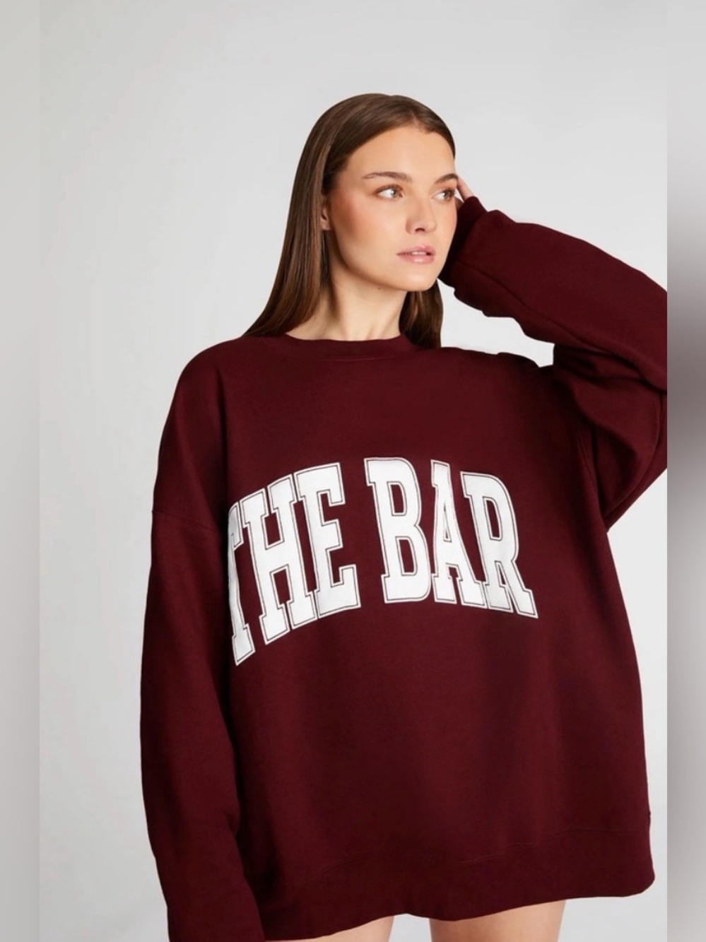 The Bar Maroon and White Oversized Sweatshirt Size L